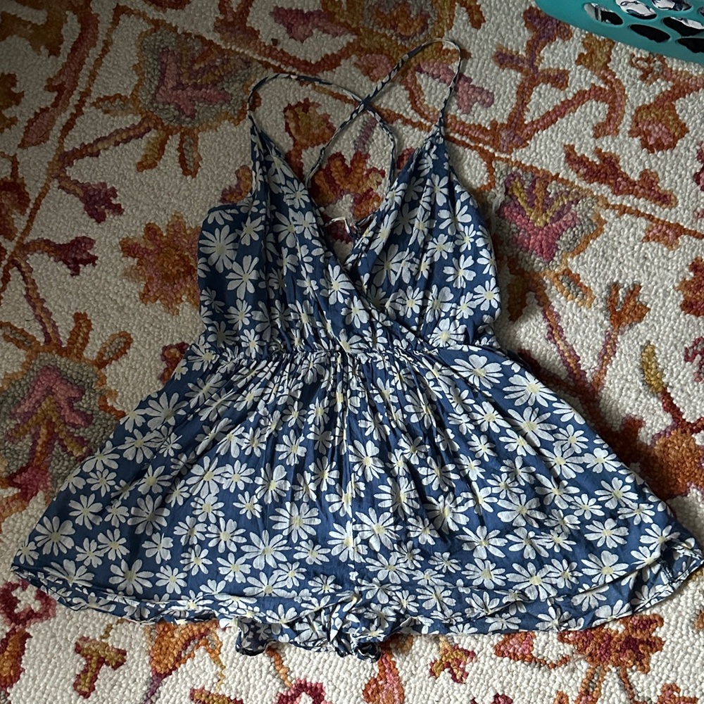 American Eagle Outfitters Blue Floral Romper